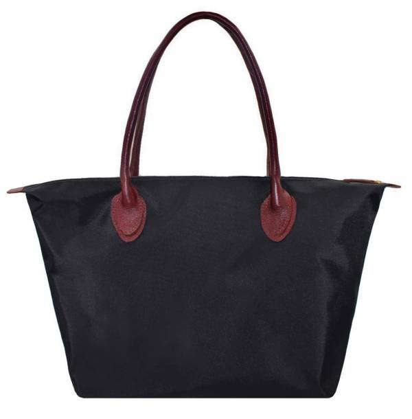 Black leather and nylon handbags Noa